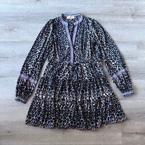 HALE BOB Los Angeles Maisie Long  Sleeve Jersey Leopard Print Dress Size Small